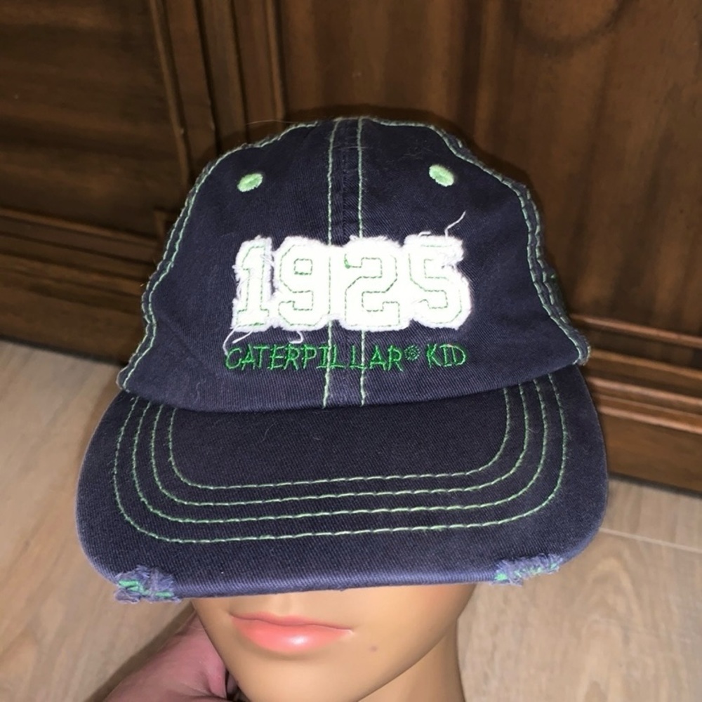 Cat Caterpillar Kid blue lightly distressed baseball hat